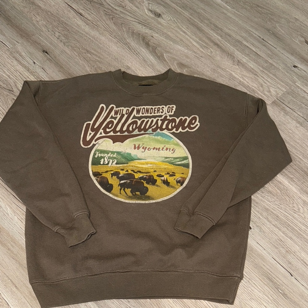 Wild Wonders of Yellowstone Brown Sweater